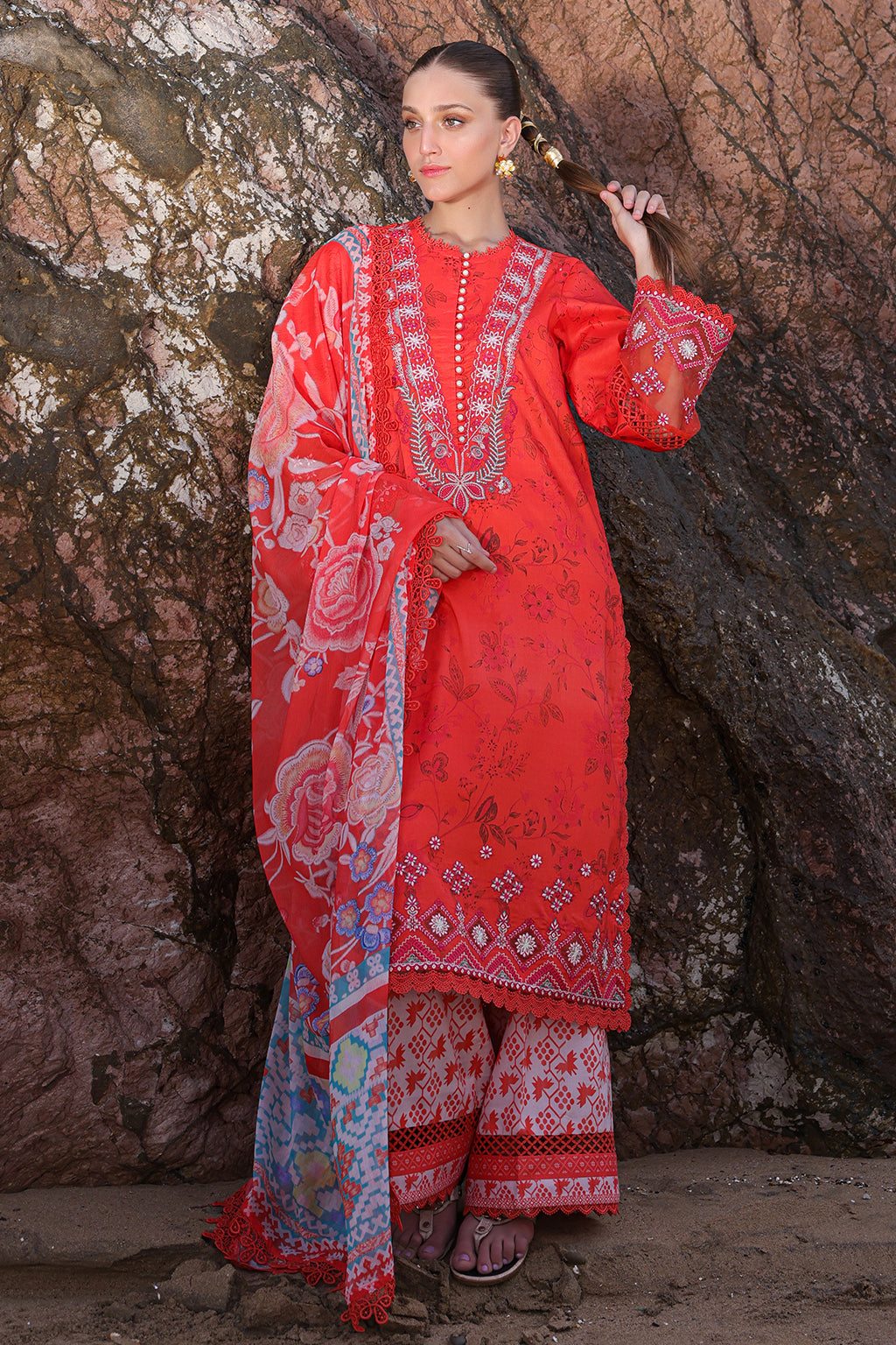 printed organza dupatta