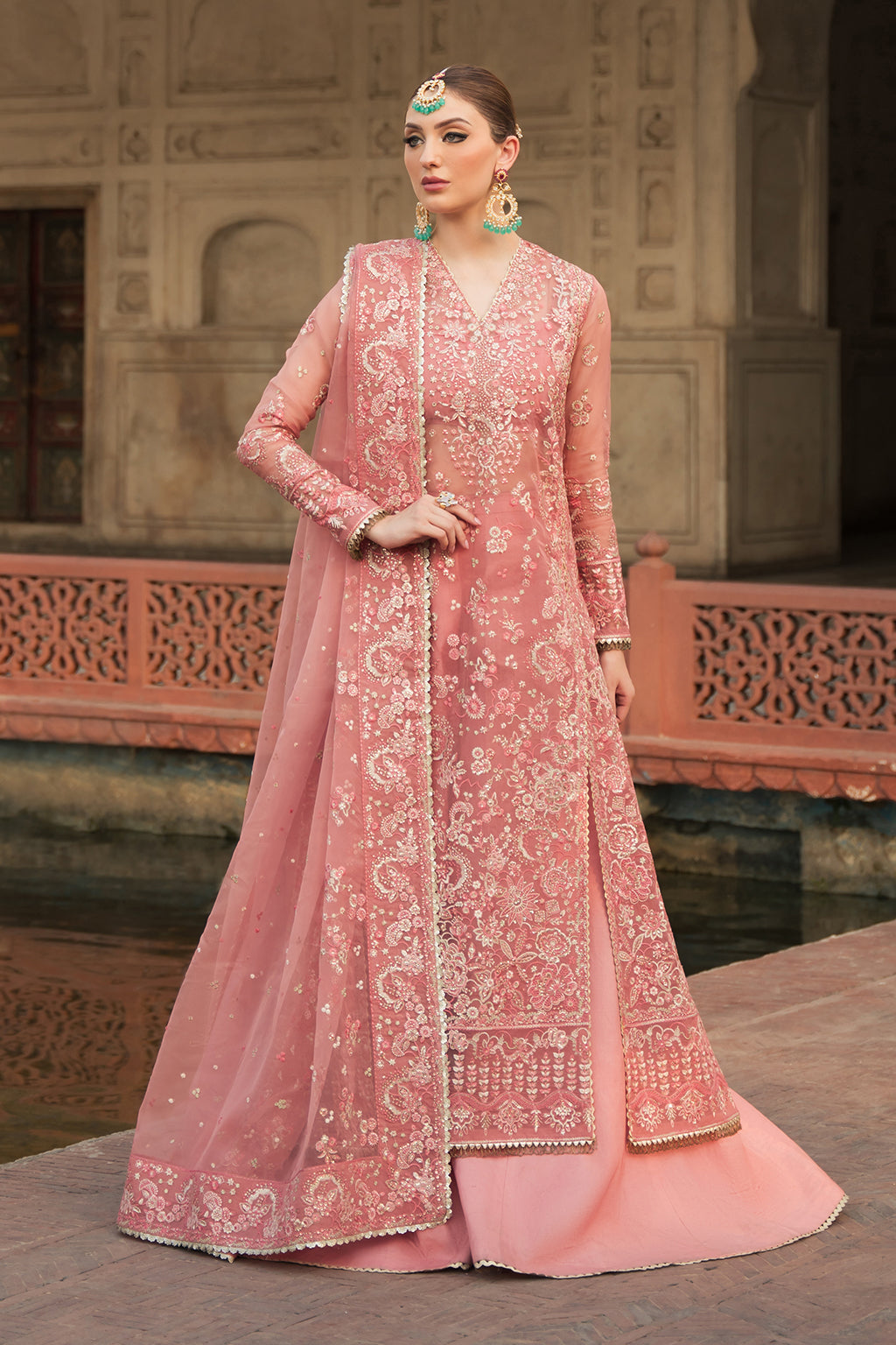 Rukhsar - Blush Pink Organza Embroidered Dress with Dupatta