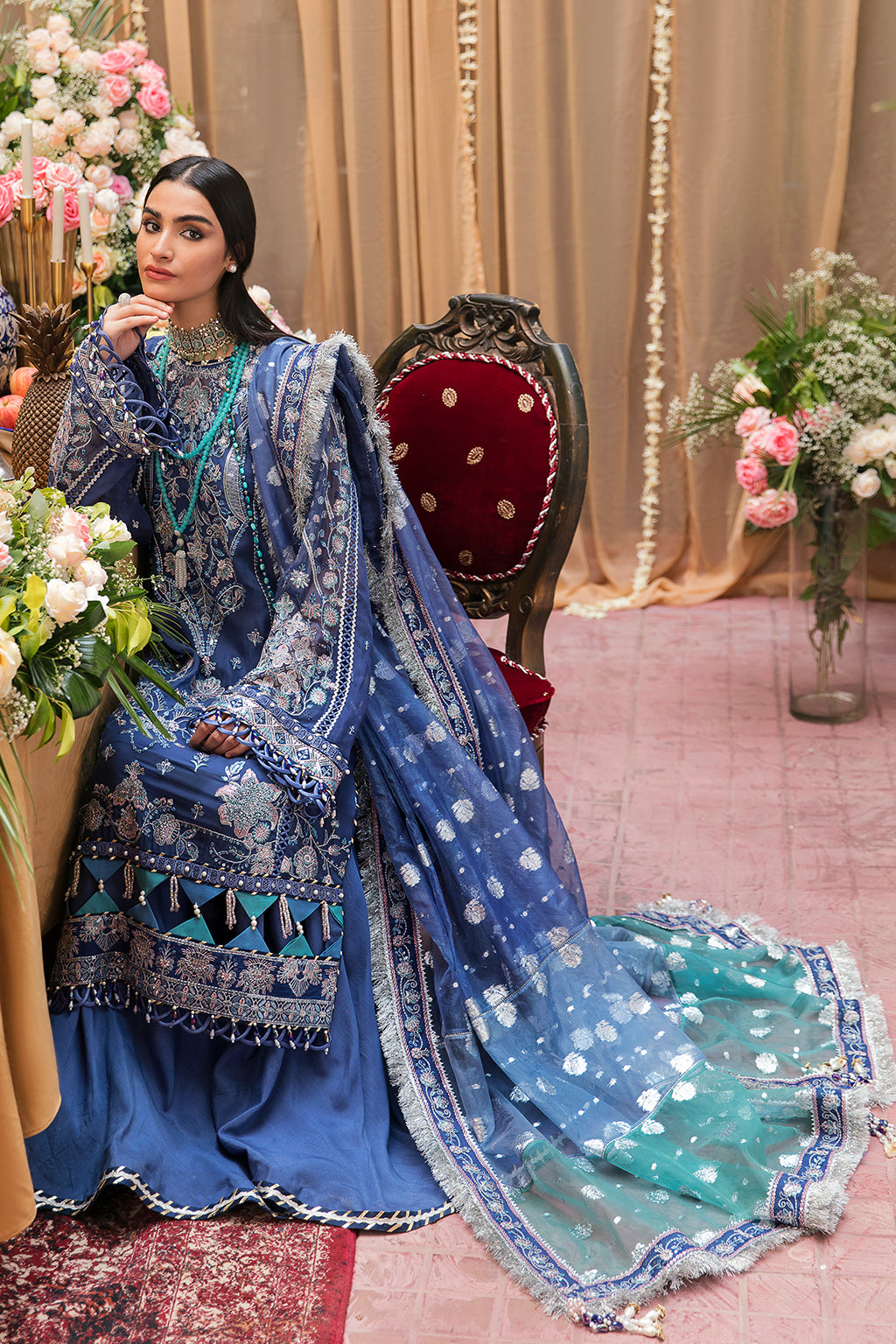 embroidered organza dupatta