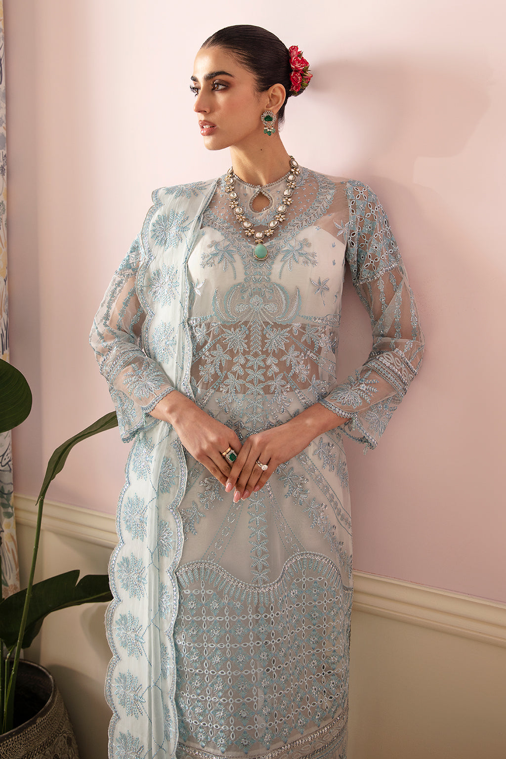 organza embroidered dress