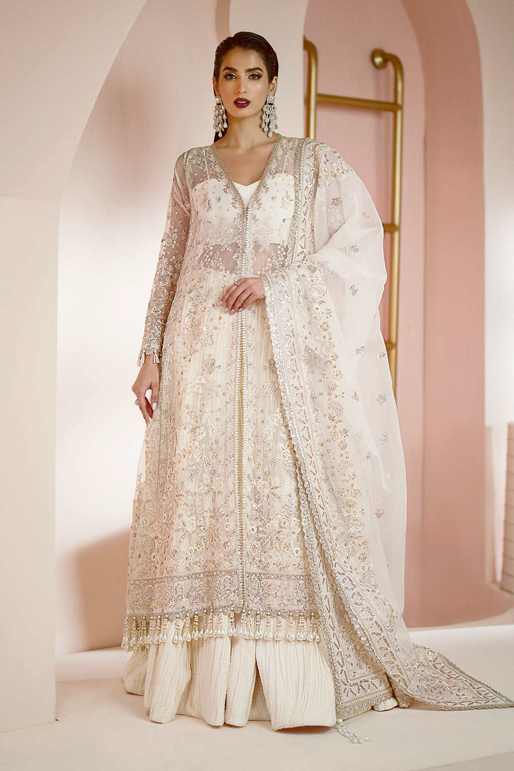 embroidered organza dupatta
