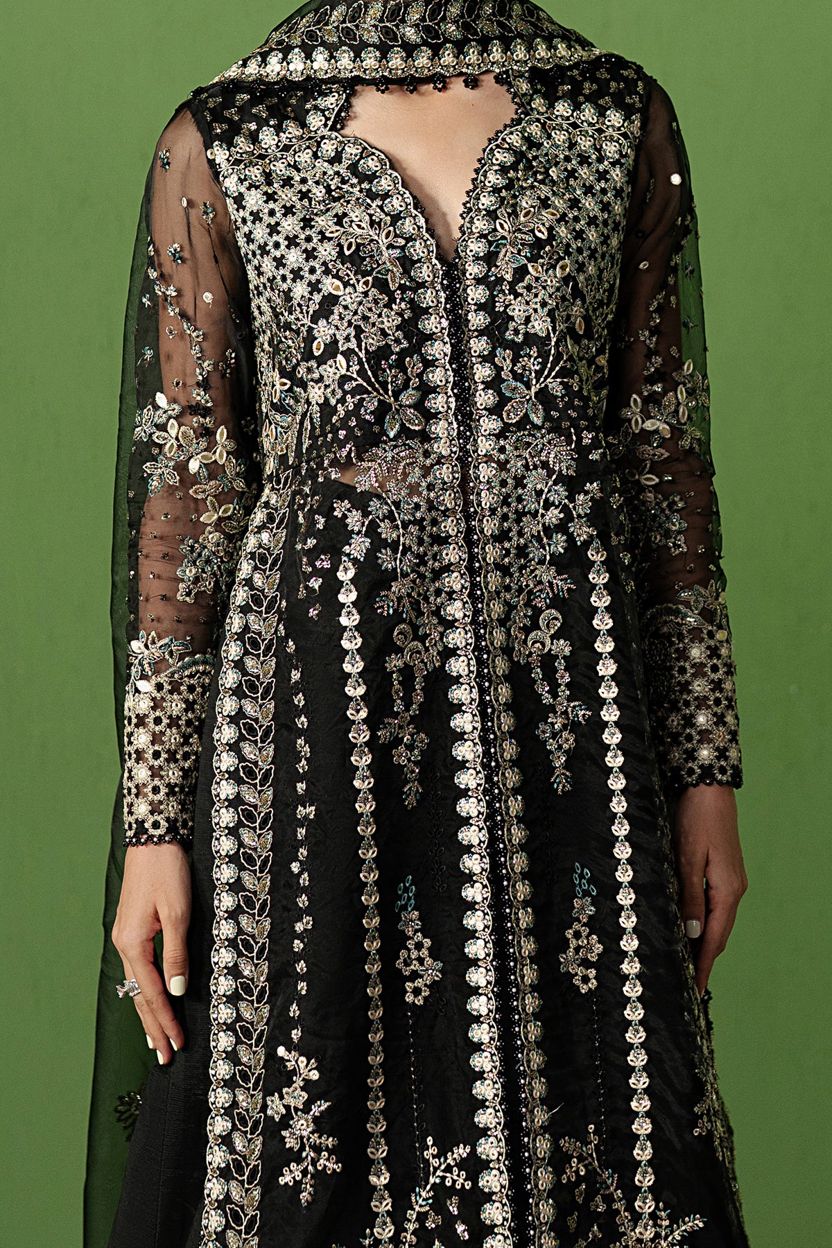 Embroidered organza formal dress