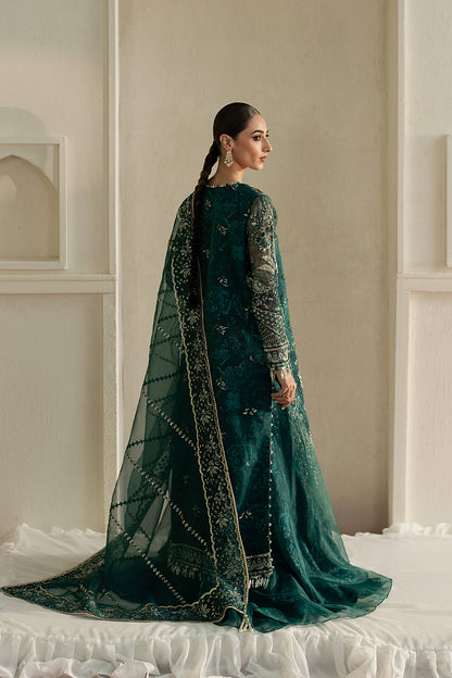 Festive green organza dress Pakistan